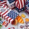36 Pack Patriotic Treat Bags with Stickers American Flag Stars Stripes Paper Party Favor Bags 4th of July